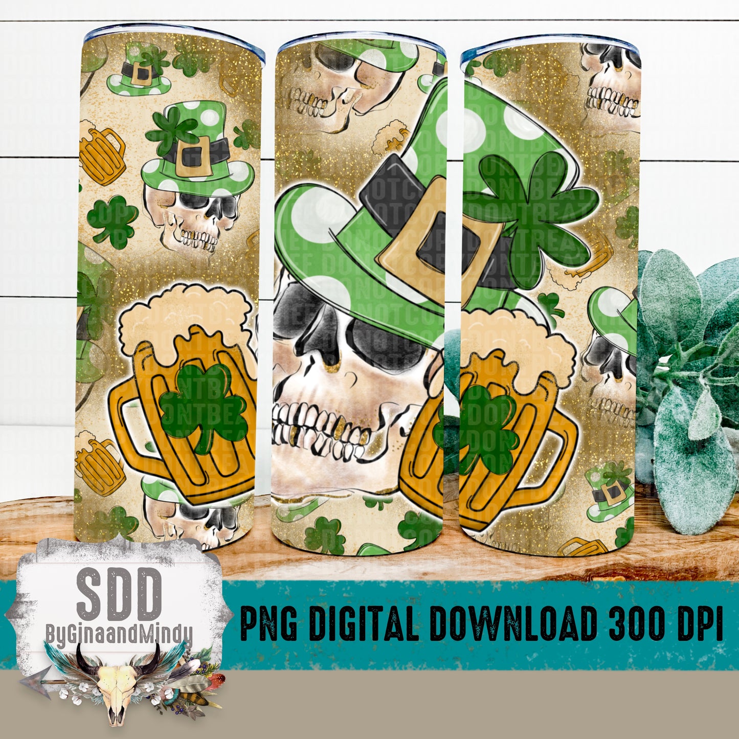 St. Patrick's Day Skull Digital 20 oz Tumbler