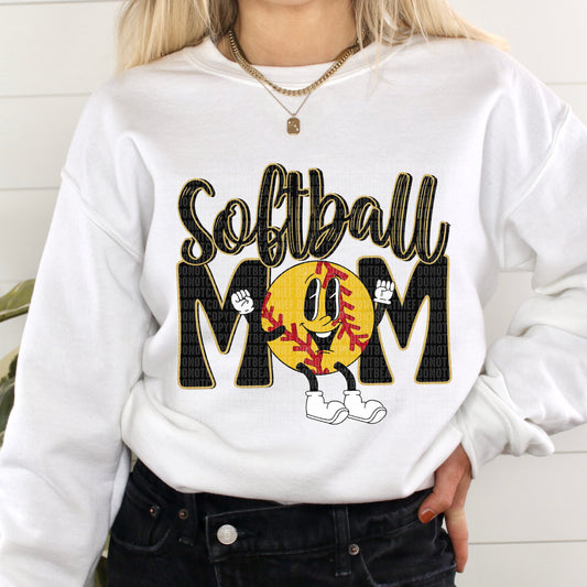 Softball Mom Retro Black/Gold