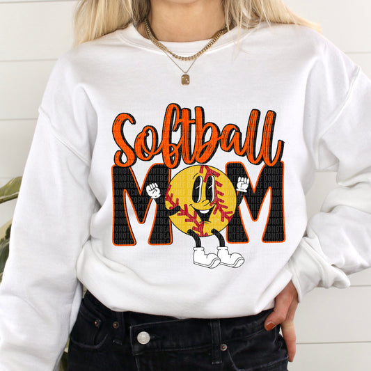 Softball Mom Retro Black/Orange