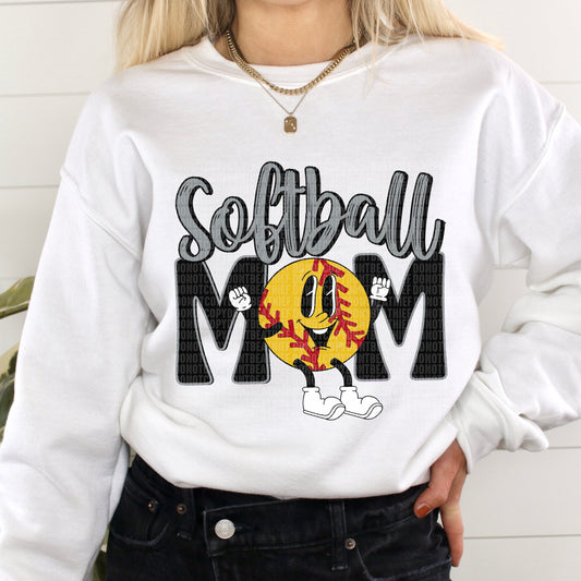 Softball Mom Retro Black/Silver