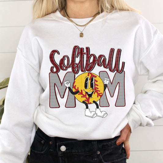 Softball Mom Retro Maroon/Grey