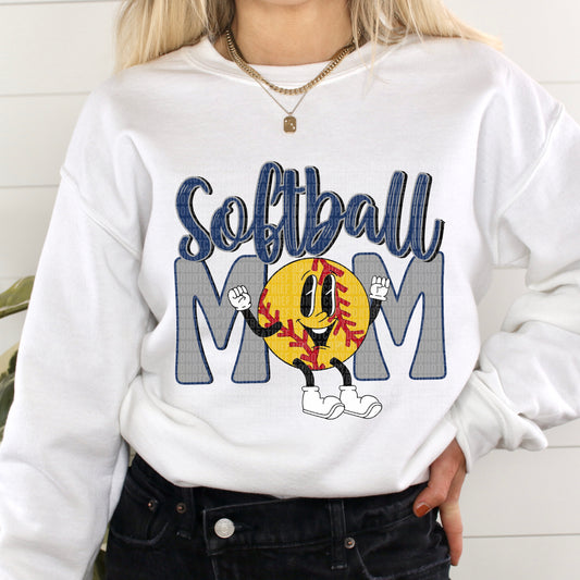 Softball Mom Retro Navy/Grey