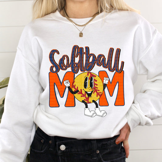 Softball Mom Retro Navy/Orange