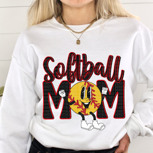 Softball Mom Retro Red/Blk