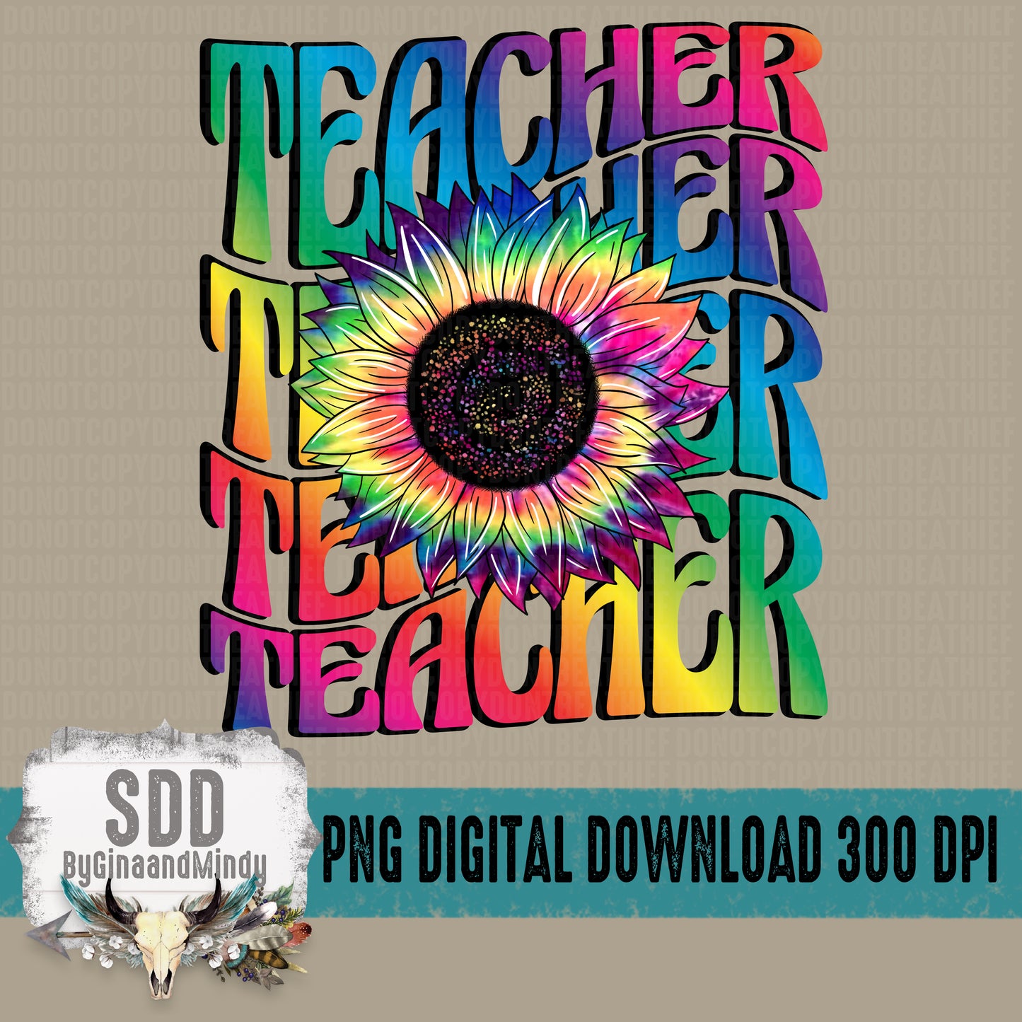 Teacher Tie-Dye Sunflower