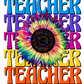 Teacher (Stacked) Tie-Dye Sunflower