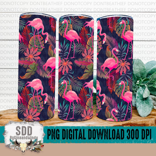 Tropical Flamingos Digital 20 oz Tumbler