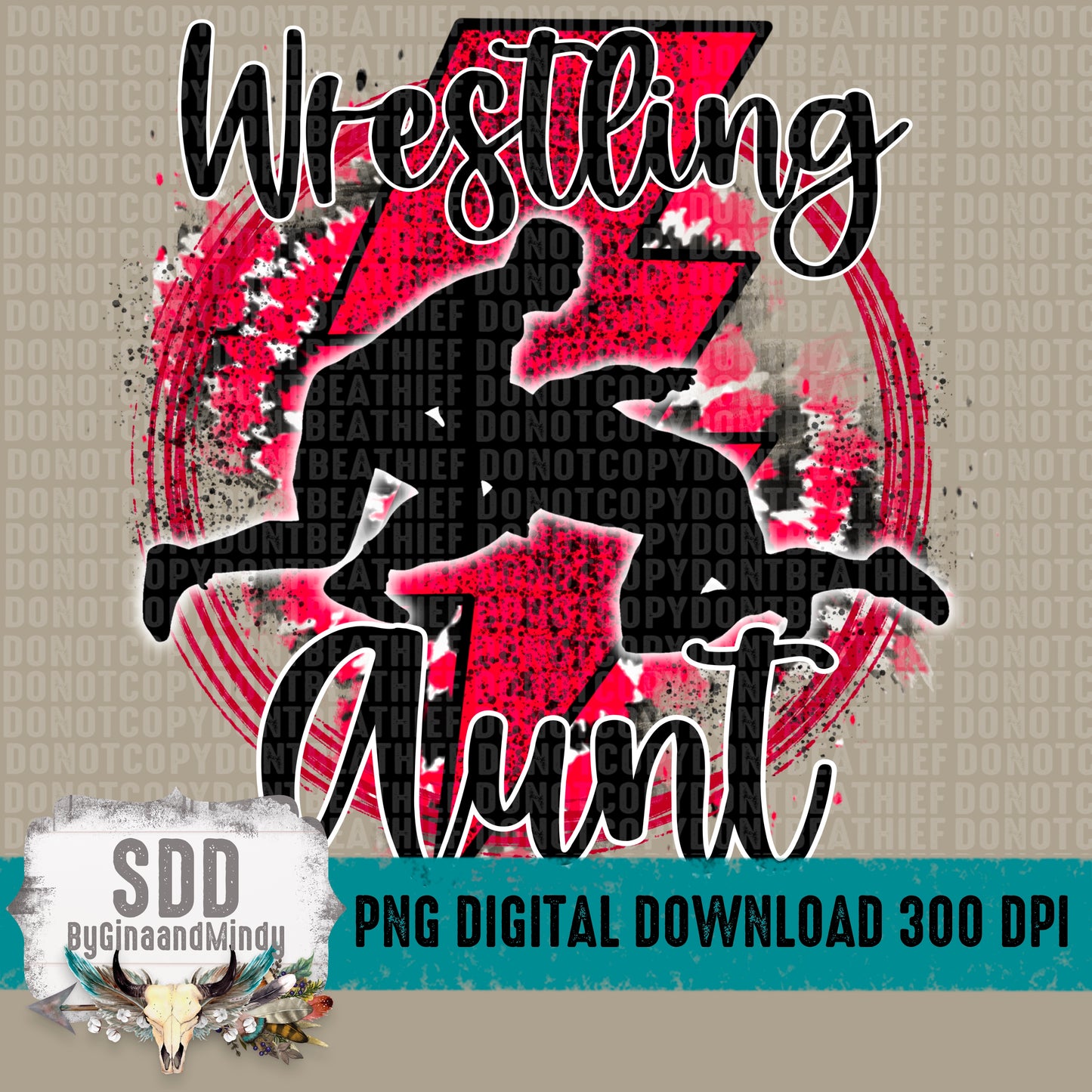 Wrestling Aunt Tie Dye Red/Black