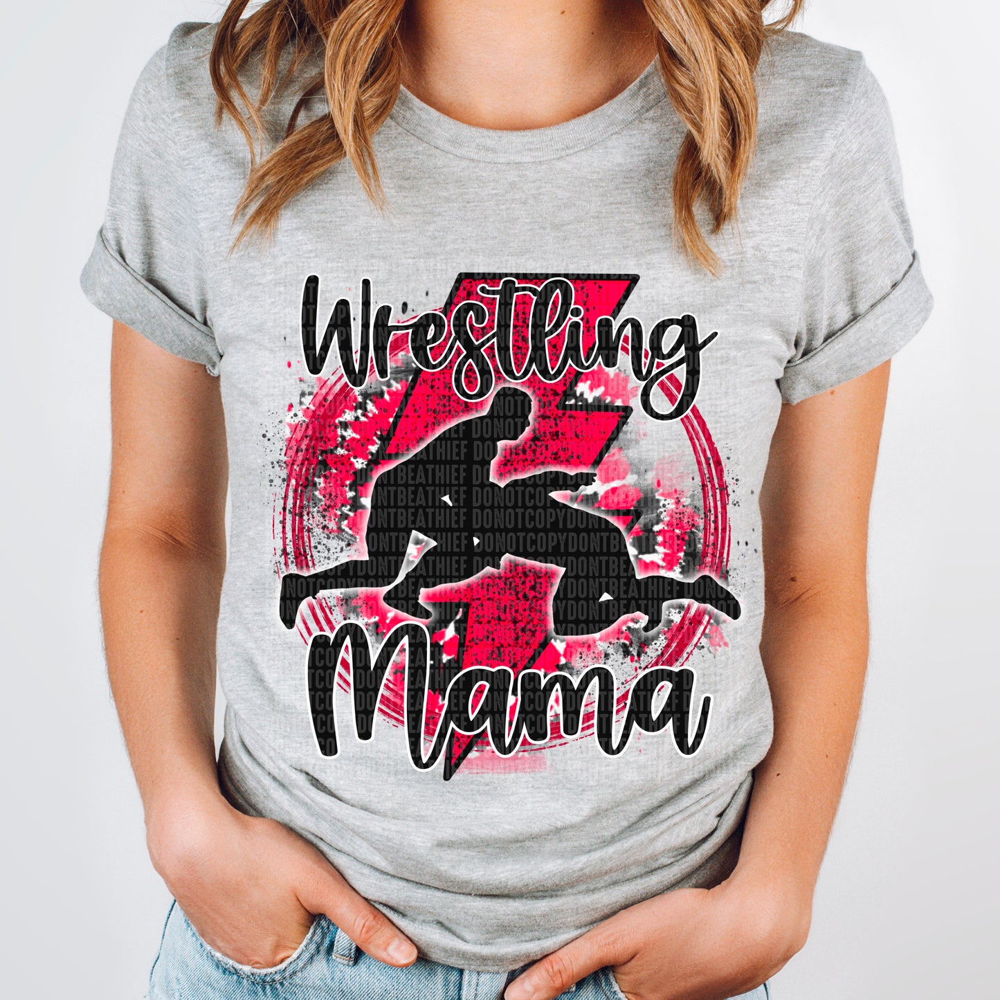 Wrestling Mama Tie Dye Red/Black