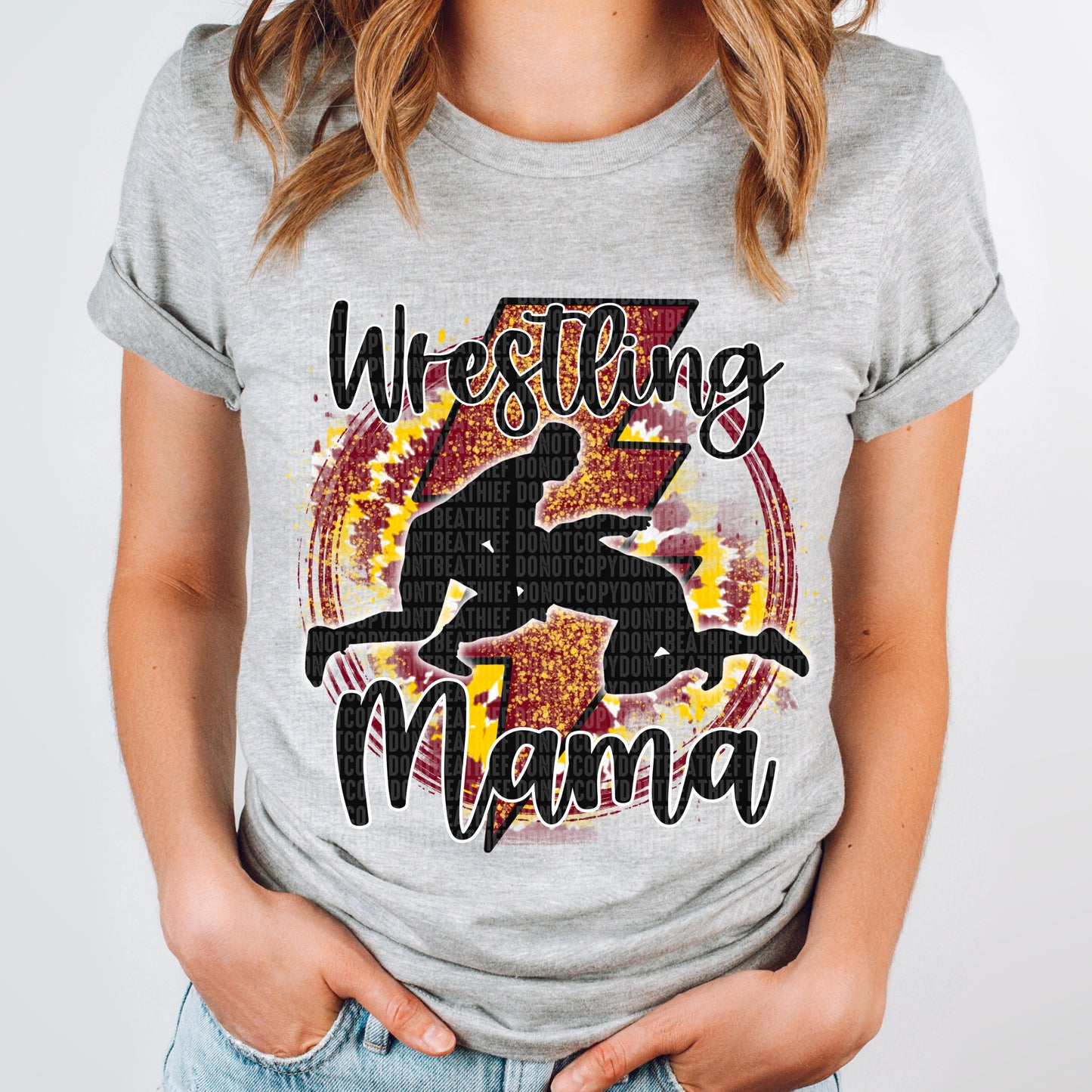 Wrestling Mama Tie Dye Burg/Gold