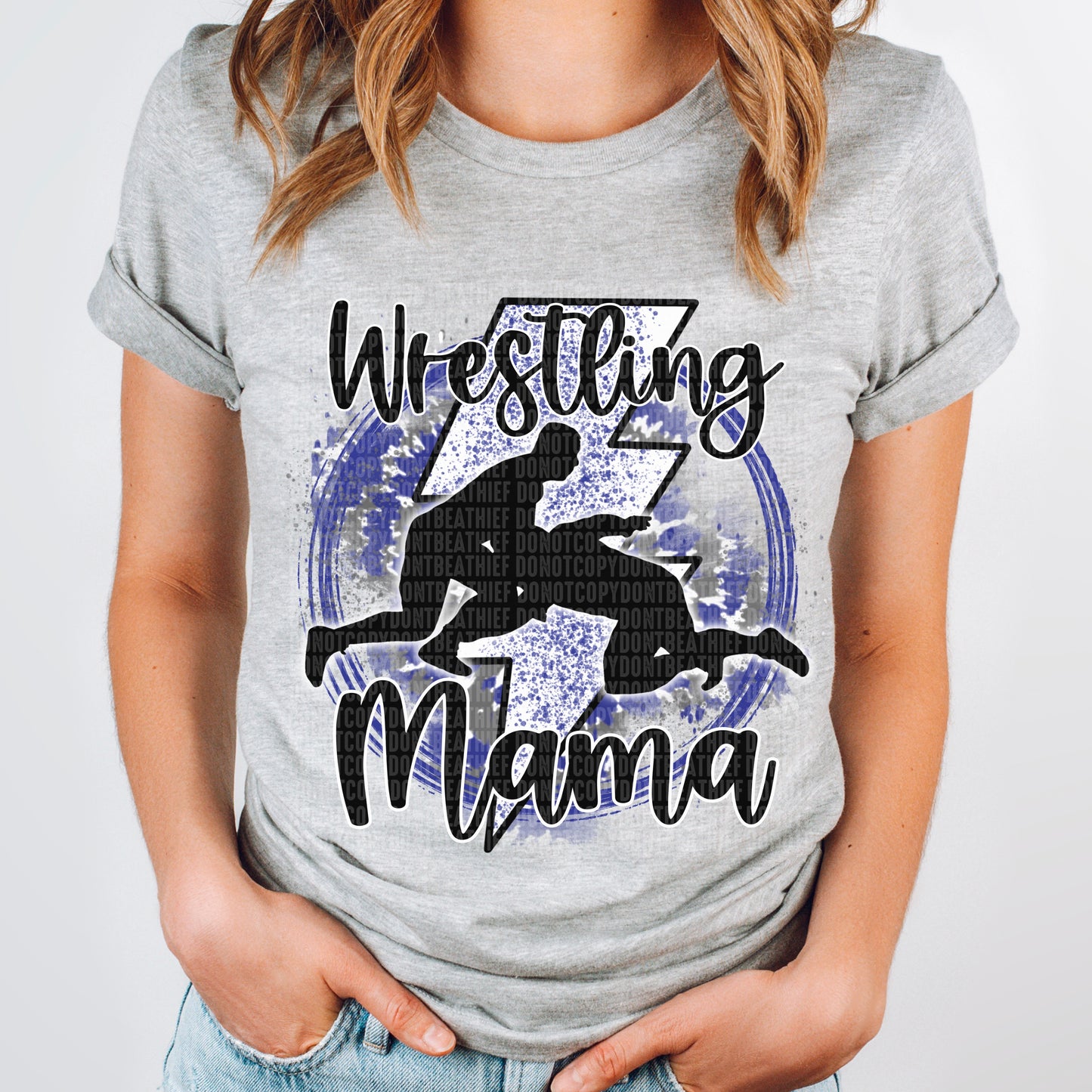 Wrestling Mama Tie Dye Blue/White