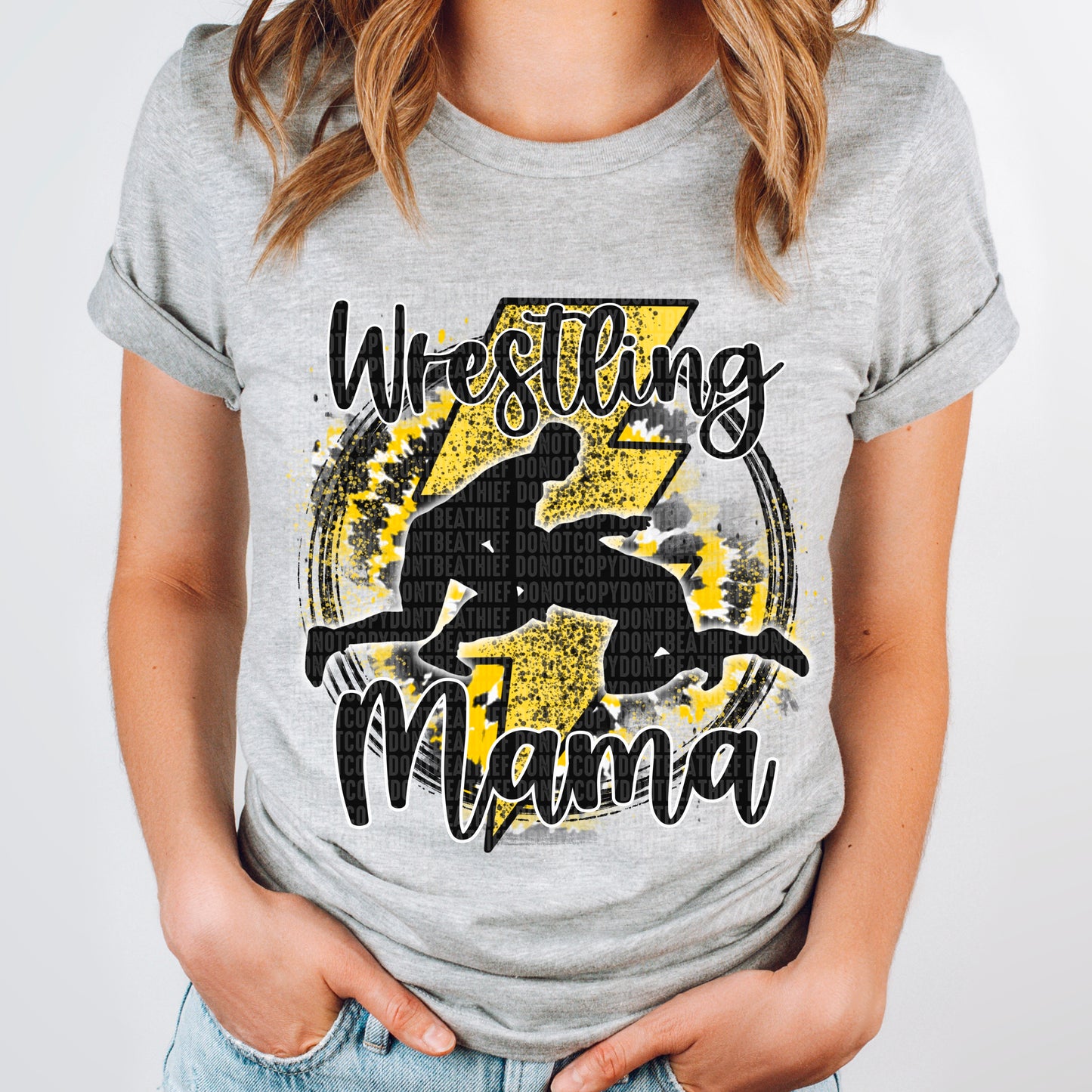 Wrestling Mama Tie Dye Black/Yellow