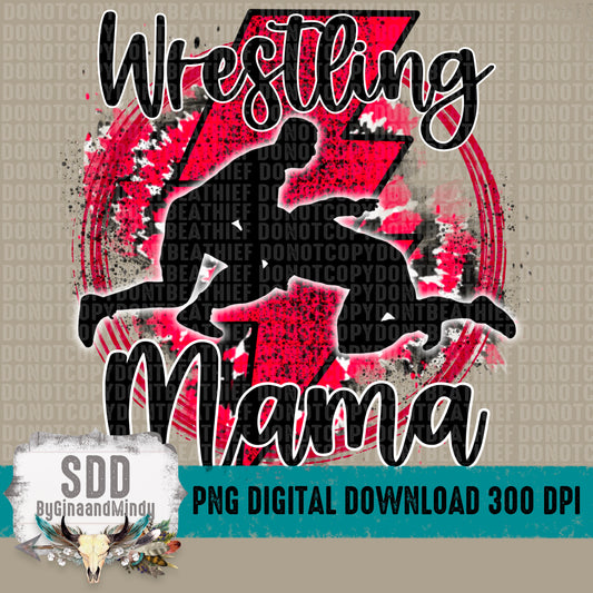 Wrestling Mama Tie Dye Red/Black