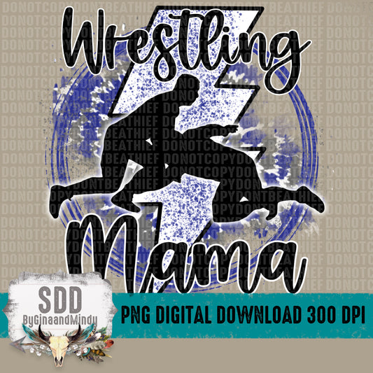 Wrestling Mama Tie Dye Blue/White