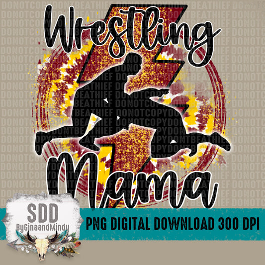 Wrestling Mama Tie Dye Burg/Gold