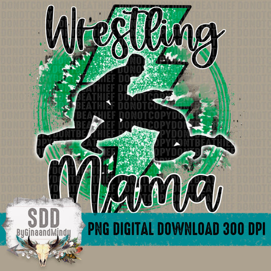 Wrestling Mama Tie Dye Green/White