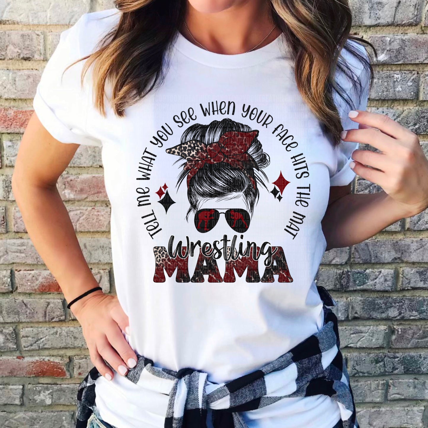 Wrestling Mama Messy Bun Maroon