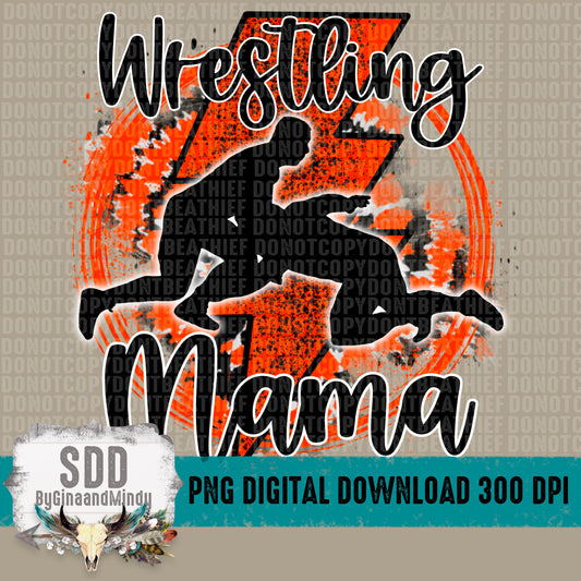 Wrestling Mama Tie Dye Orange/Black