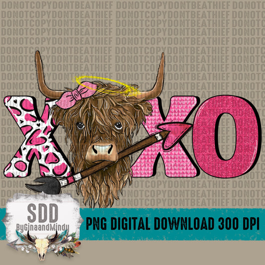 XOXO Highland Cow Pink