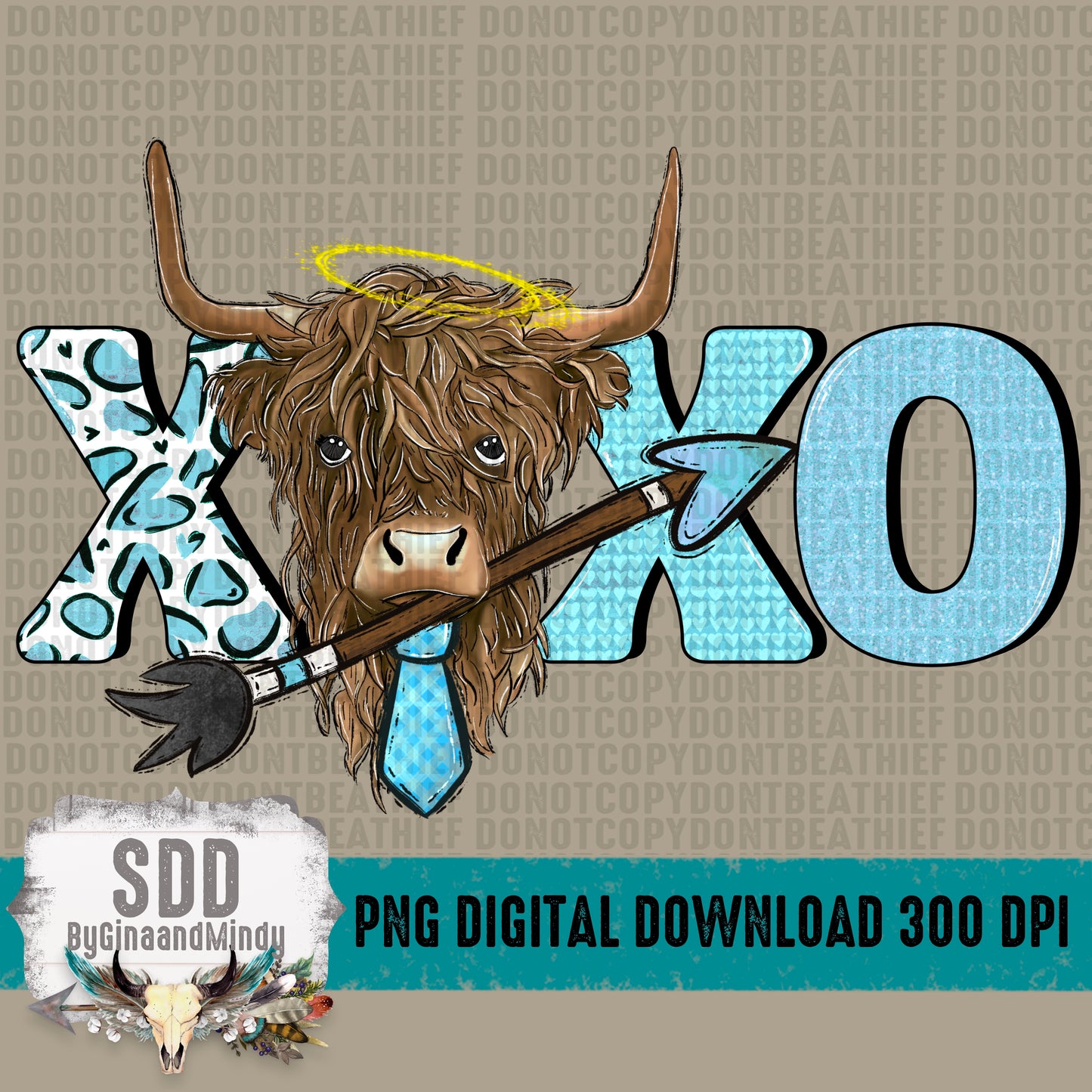 XOXO Highland Cow Blue